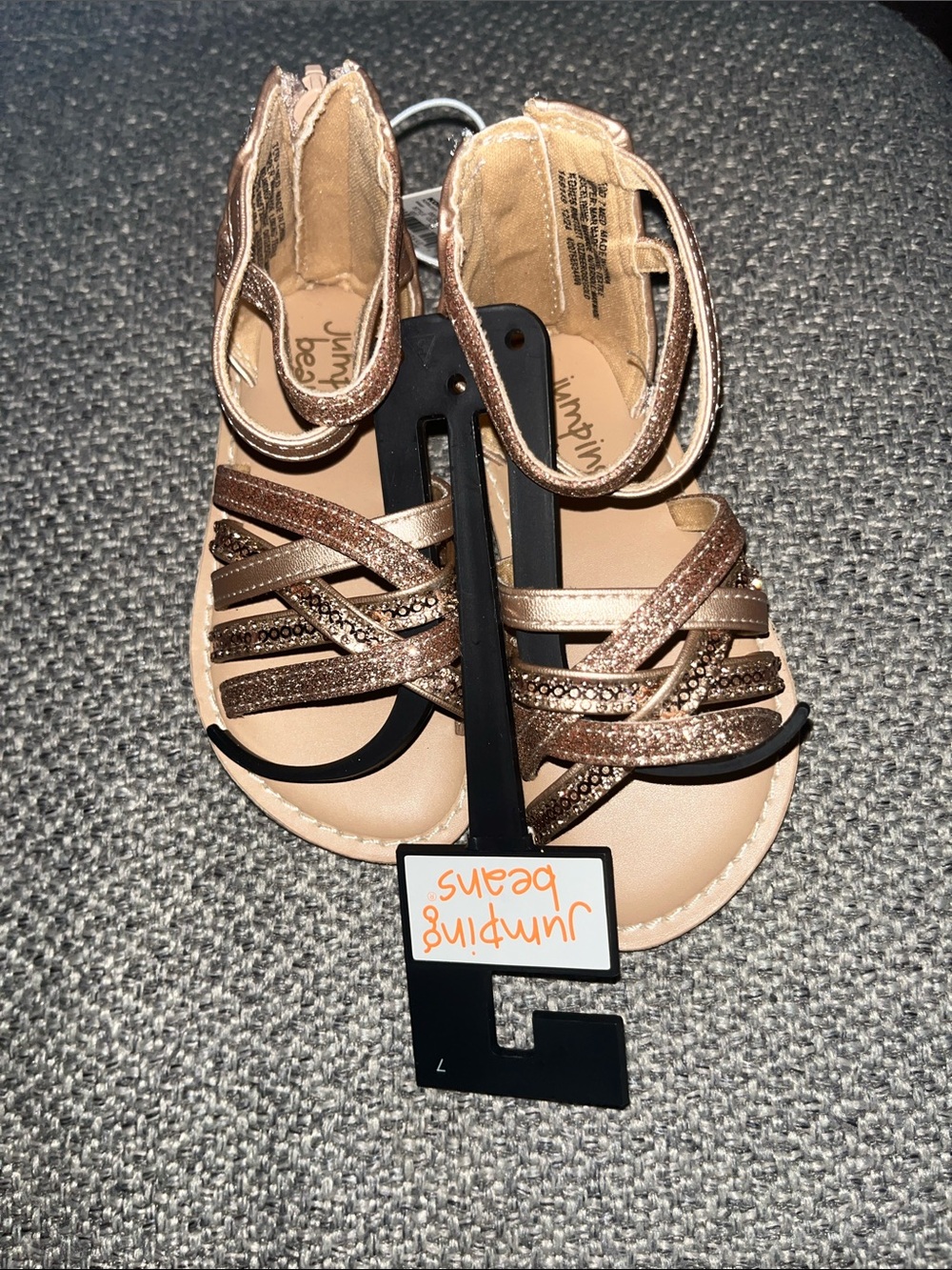 jumping beans Rose Gold Glitter Strappy Sandals for Toddlers